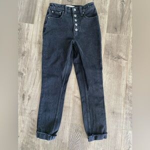 Abercrombie & Fitch “the skinny high rise” curve love, black, raw hem, 5 buttons